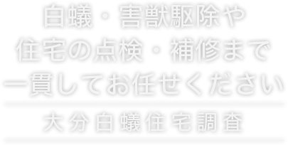 白蟻・害獣駆除や住宅の点検・補修まで一貫してお任せください